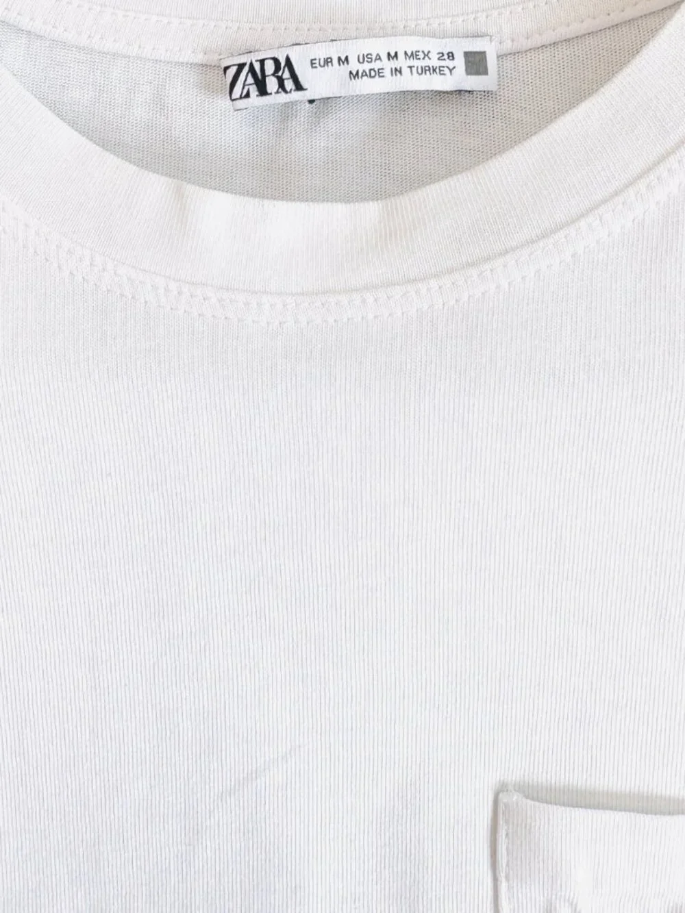 Zara White Embroidered Beaded Pocket Tee Coastal Sun Shell Graphic T-Shirt Sz M - Picture 5 of 8